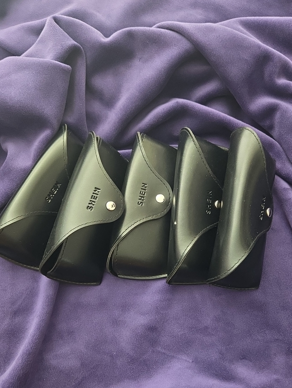 💣SHEIN Black Faux Leather Sunglass Case Set of 5